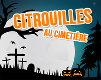 Citrouilles au cimetière - carte virtuelle humoristique personnalisable